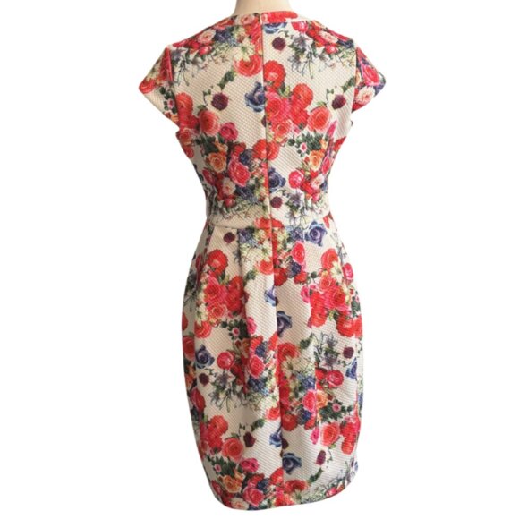 HAZEL MAE WHITE BACKGROUND AND BEAUTIFUL FLORAL PATTERN DRESS, SZ. M, NEW - Picture 7 of 8
